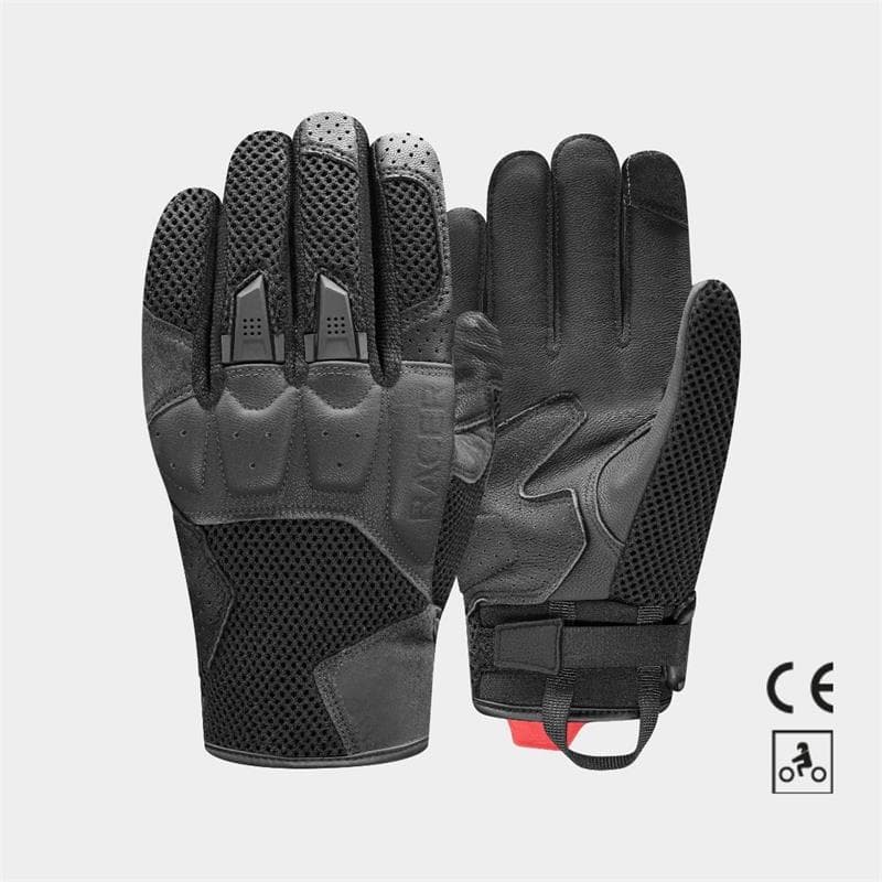 Gants été Racer Ronin Evo list: Noir|Noir|Gris|Rouge|Beige