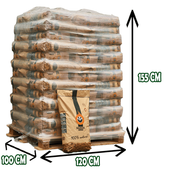 Dřevěné pelety Badger – paleta 975 kg (65×15 kg)