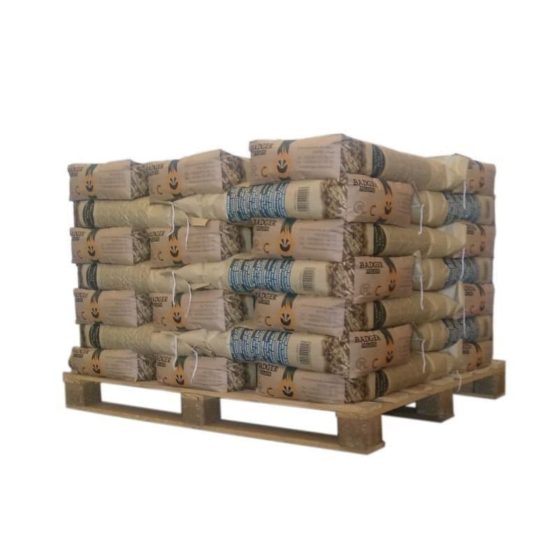 Peletky Badger – prémiová belgická kvalita – 1/2 paleta 525 kg (35×15 kg)