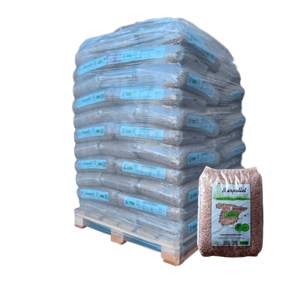 Pellet Burpellet de madera de pino certificado ENplus A1 – Palet 72 sacos de 15 kg
