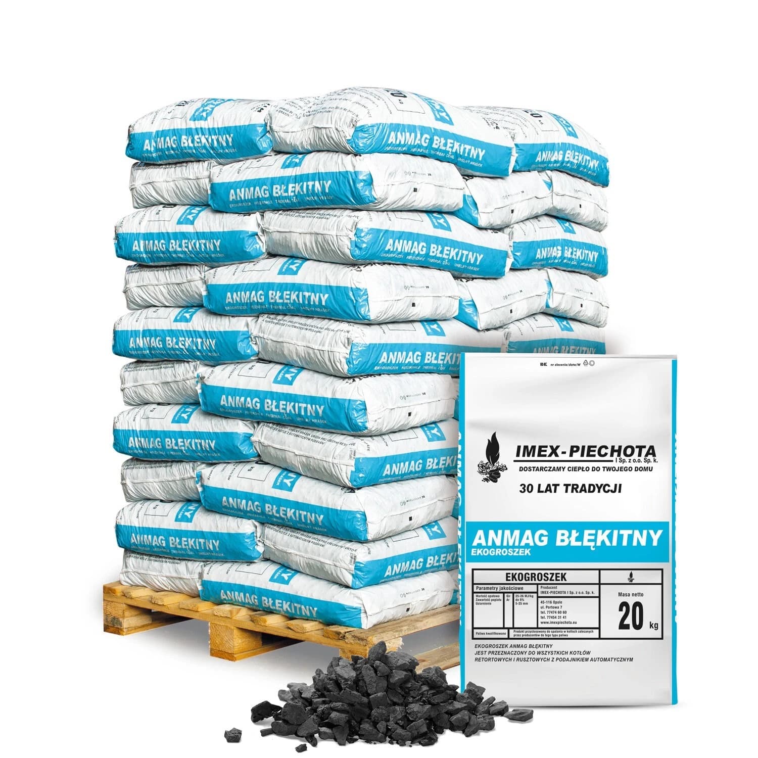 Palette 50×20 kg 1000 kg Steinkohle 5–25 mm – Heizkohle | Schmiedekohle Fein