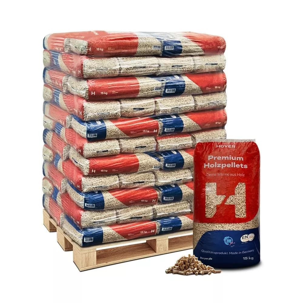 Holzpellets Hoyer Premium-Qualität EN Plus A1 - als Sackware auf Paletten