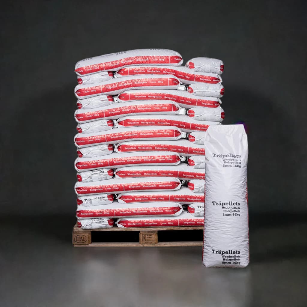 Svensk pellets 832kg, 16kg påsar, A1 kvalité 8 mm - Fraktfri