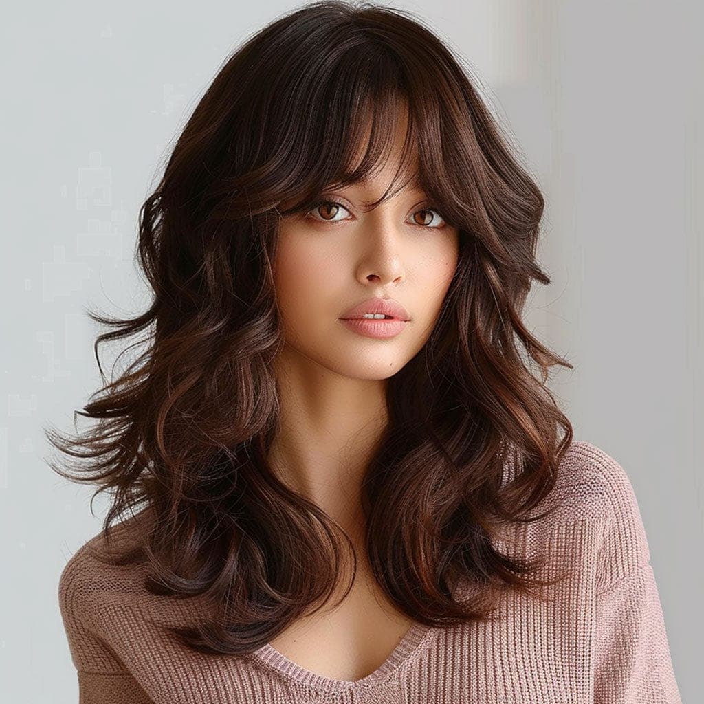 Perruque Synthétique Brune mi-longue - Marie