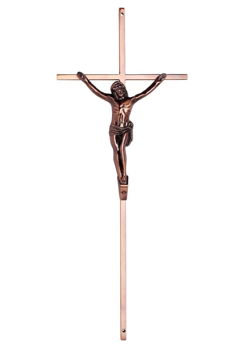 Croix avec christ vieux cuivre