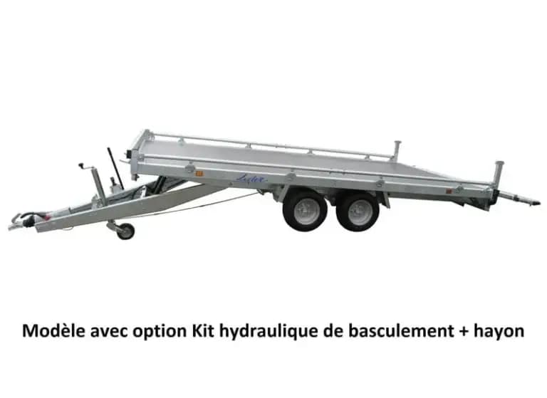 Remorque plateau Lider – Réf. 32650 – Roues dessous – 4 m – 2500 Kg – 2 essieux