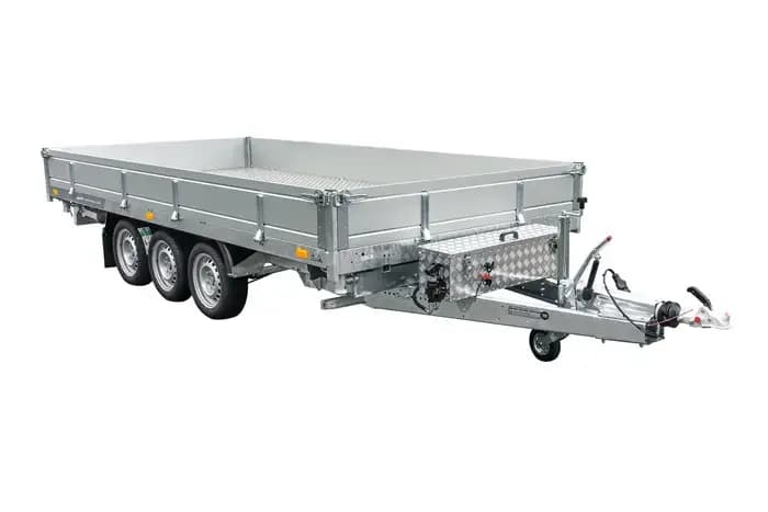 REMORQUE BENNE HYDRAULIQUE 3 ESSIEUX 400×200 UNITRAILER TASKER 400/3C 3500 KG