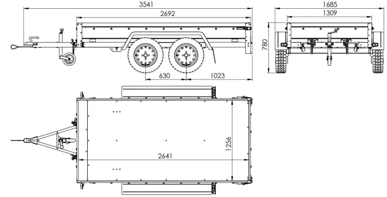 Remorque unitrailer 264/2 kipp avec roue jockey