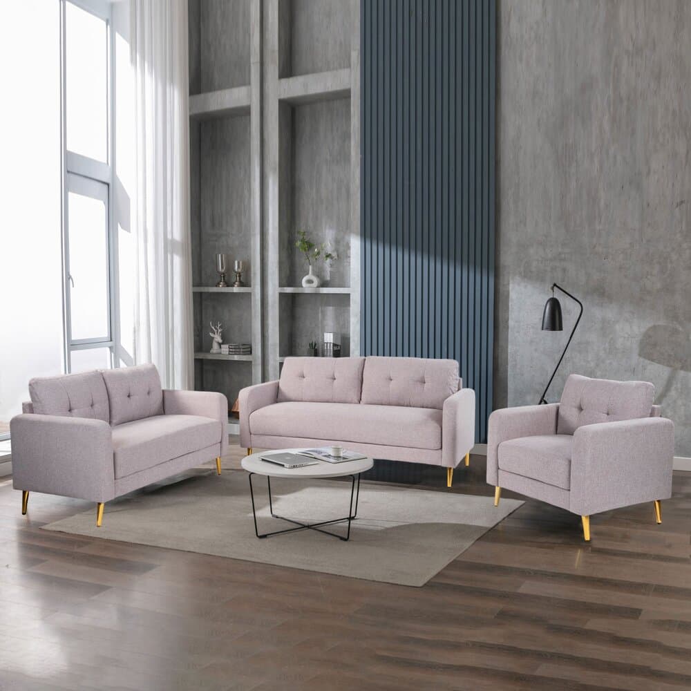 Ensemble 2 canapés + fauteuil en microfibre anthracite - GLIMAR