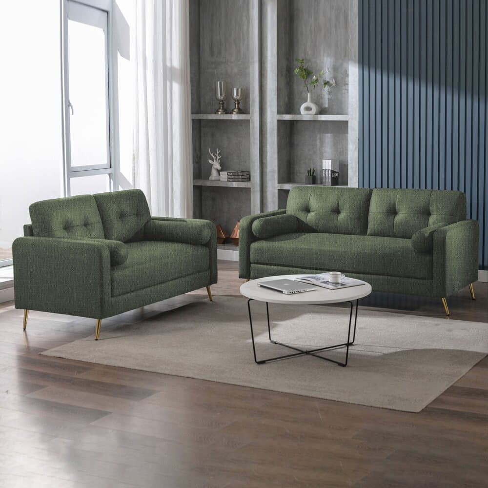 Ensemble de canapés 3+2 places en microfibre gris clair - GLIMAR