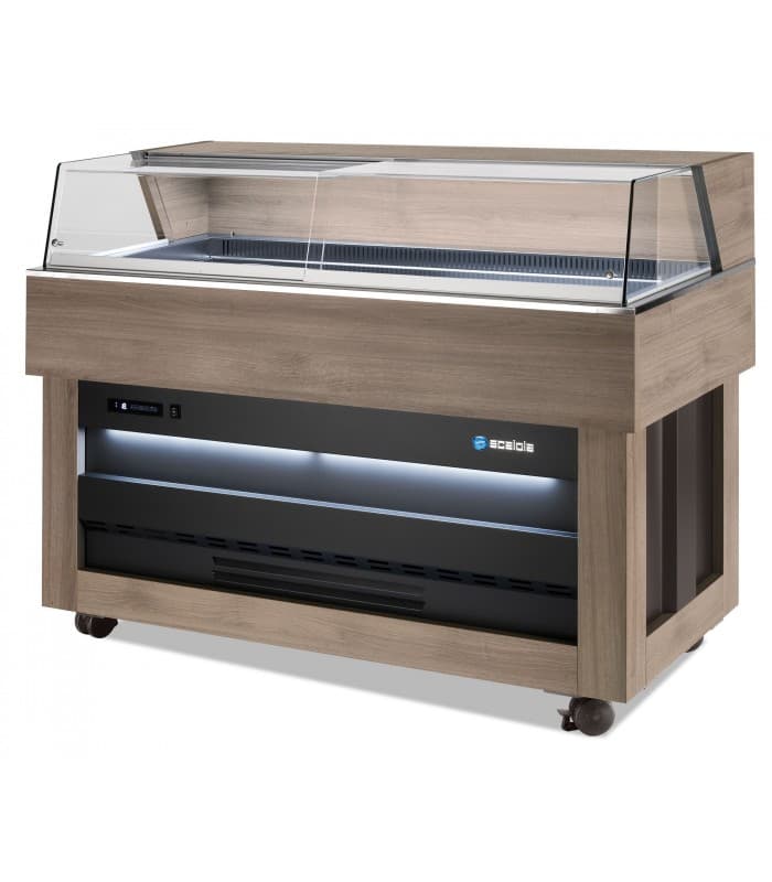 Buffet réfrigéré design 4 bacs GN 1/1, idéal pour restaurant chic