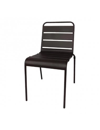 Chaise de terrasse à lattes en acier noir Bolero (Lot de 4)