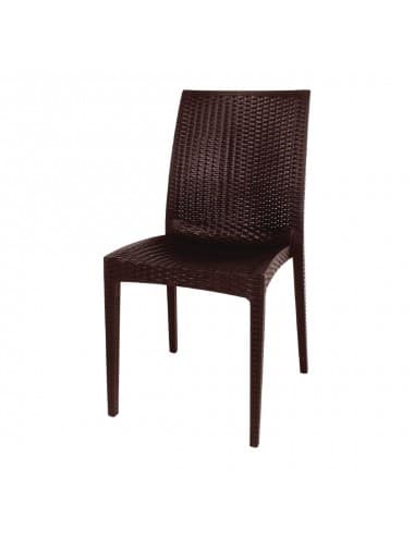 Chaises bistro en rotin PP marron Bolero (Lot de 4)