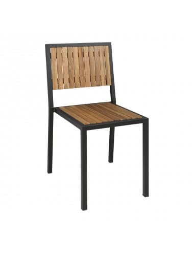 Chaises en acier et acacia Bolero (Lot de 4)