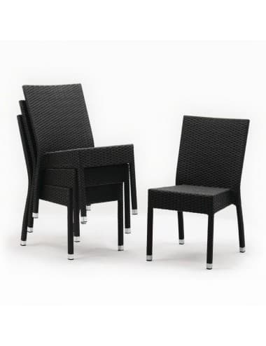 Chaises en rotin PE gris anthracite Bolero (Lot de 4)