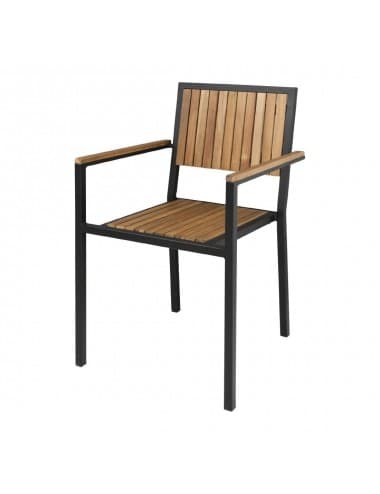 Fauteuils en acier et acacia Bolero (Lot de 4)