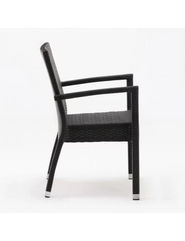 Fauteuils en rotin PE gris anthracite Bolero (Lot de 4)