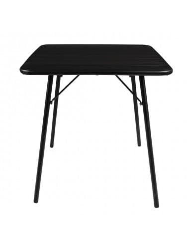 Table à lattes carrée en acier noir Bolero 700mm
