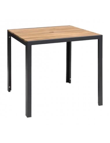 Table industrielle carrée en acier et acacia Bolero 80cm