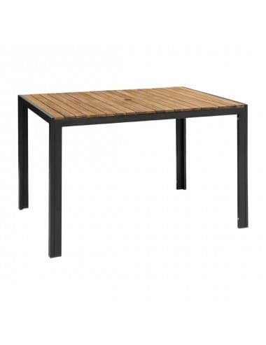 Table industrielle rectangulaire en acier et acacia Bolero 120cm