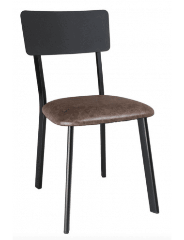Chaises en métal assise PU MOKA vintage (Lot de 4)