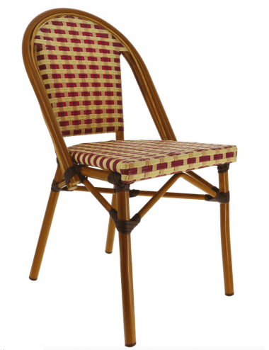 Chaises en rotin coloris beige/bordeaux/crème (Lot de 2)
