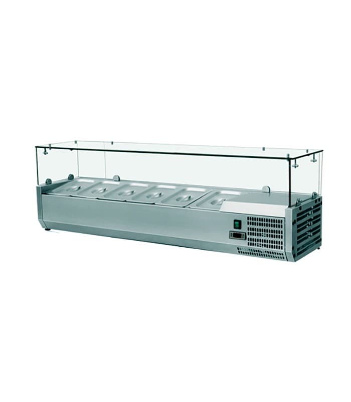Présentoir réfrigéré pour bac gastronorme 1/3 - Equipement pro CHR - 6 bacs GN 1/3, longueur 1500mm