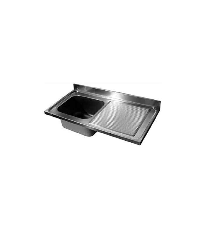 Evier inox à poser ou à encaster avec dosseret - matériel de cuisine - 1200 x 600 mm
