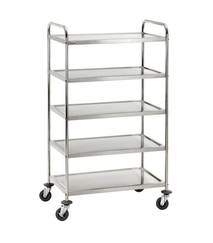 Chariot de transport inox : 5 plateaux charge 150 kg