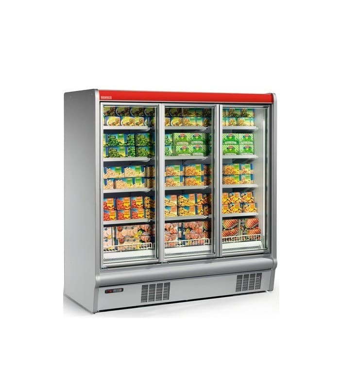 Vitrine réfrigérée verticale murale libre service à portes, froid négatif - 1330 mm