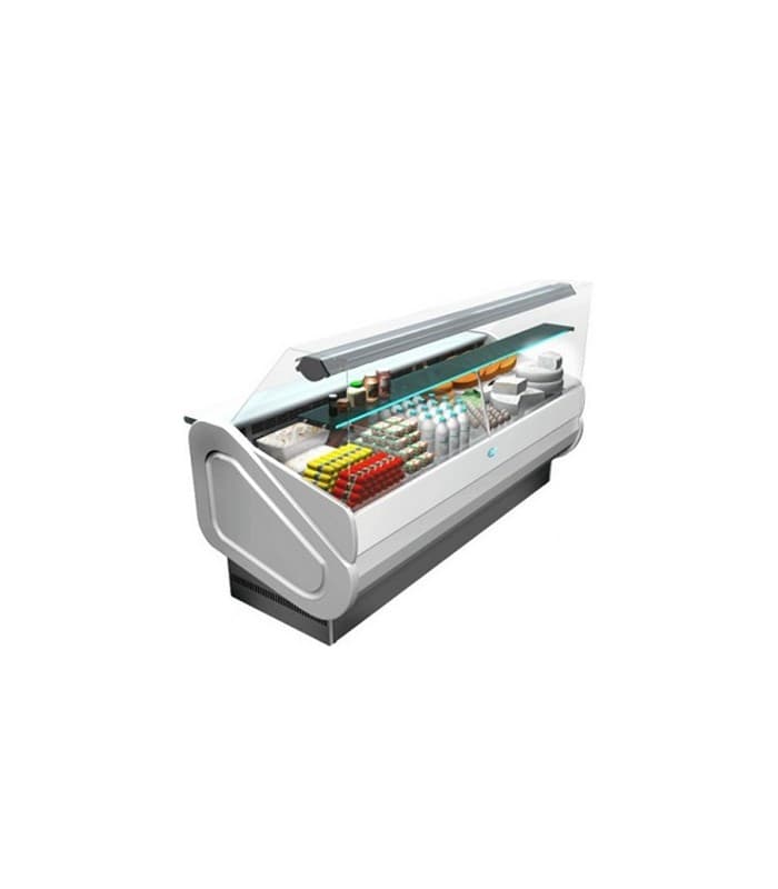 Vitrine comptoir réfrigérée avec vitre droite, froid semi ventilé - 2480mm