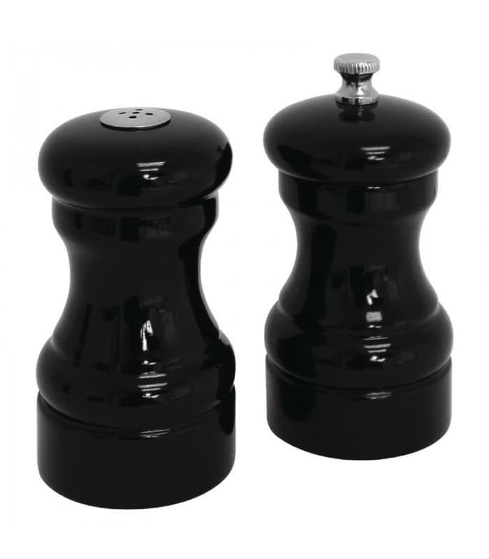 Ensemble de salière et poivrière en bois noir Olympia - PROMOSHOP