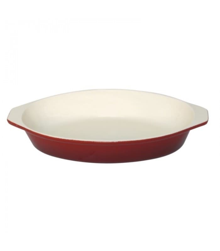 Plat à gratin ovale rouge 650ml Vogue - PROMOSHOP