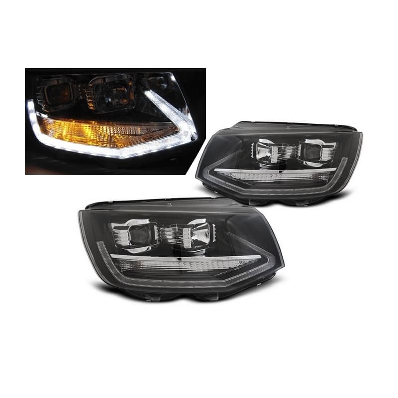 Phares Avant Noirs LED TRU DRL Pour VW T6 15-