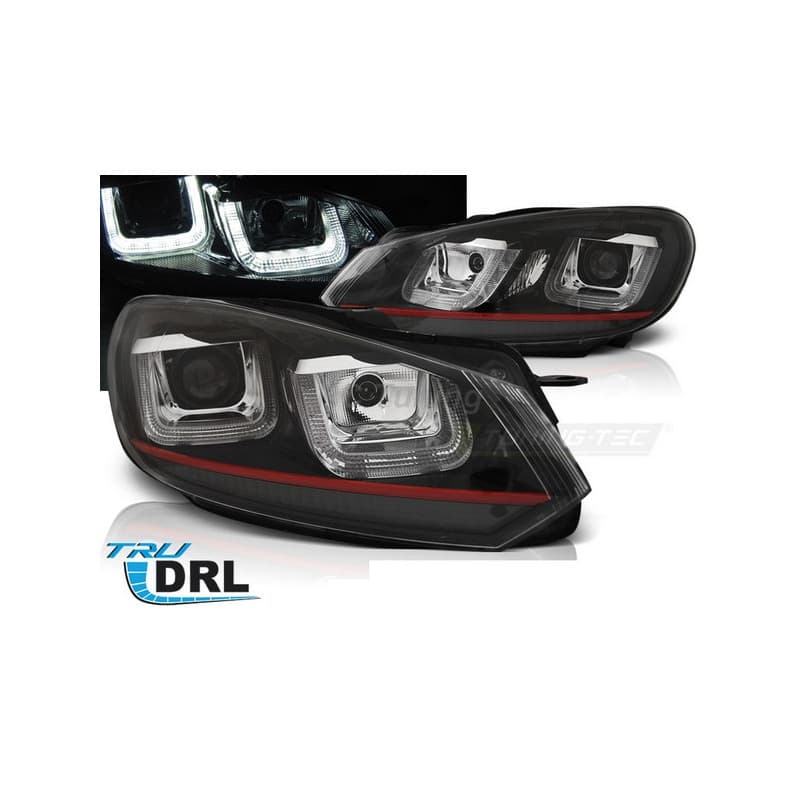 Phares Avant DRL Type-U-LED noir pour VW Golf 6 08-12