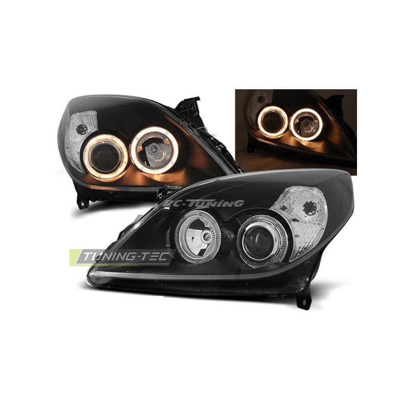 Phares Avant Angel Eyes Opel Vectra C 09.05-08 Noir