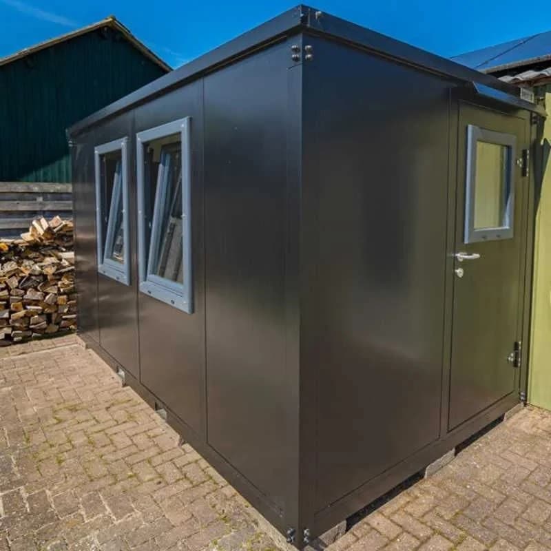 Contentor de escritório preto, 4 x 2 metros