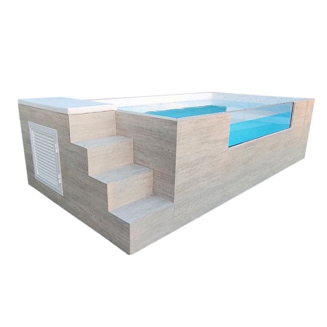 Piscina elevada ILU Pro 230 fabricada em aço rígido.