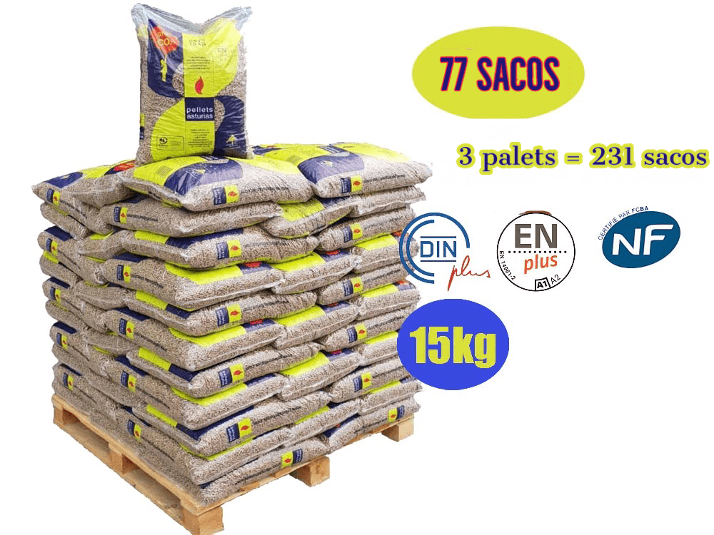 Pellets asturias - 3 Paletes de 231 Sacos de 15kg