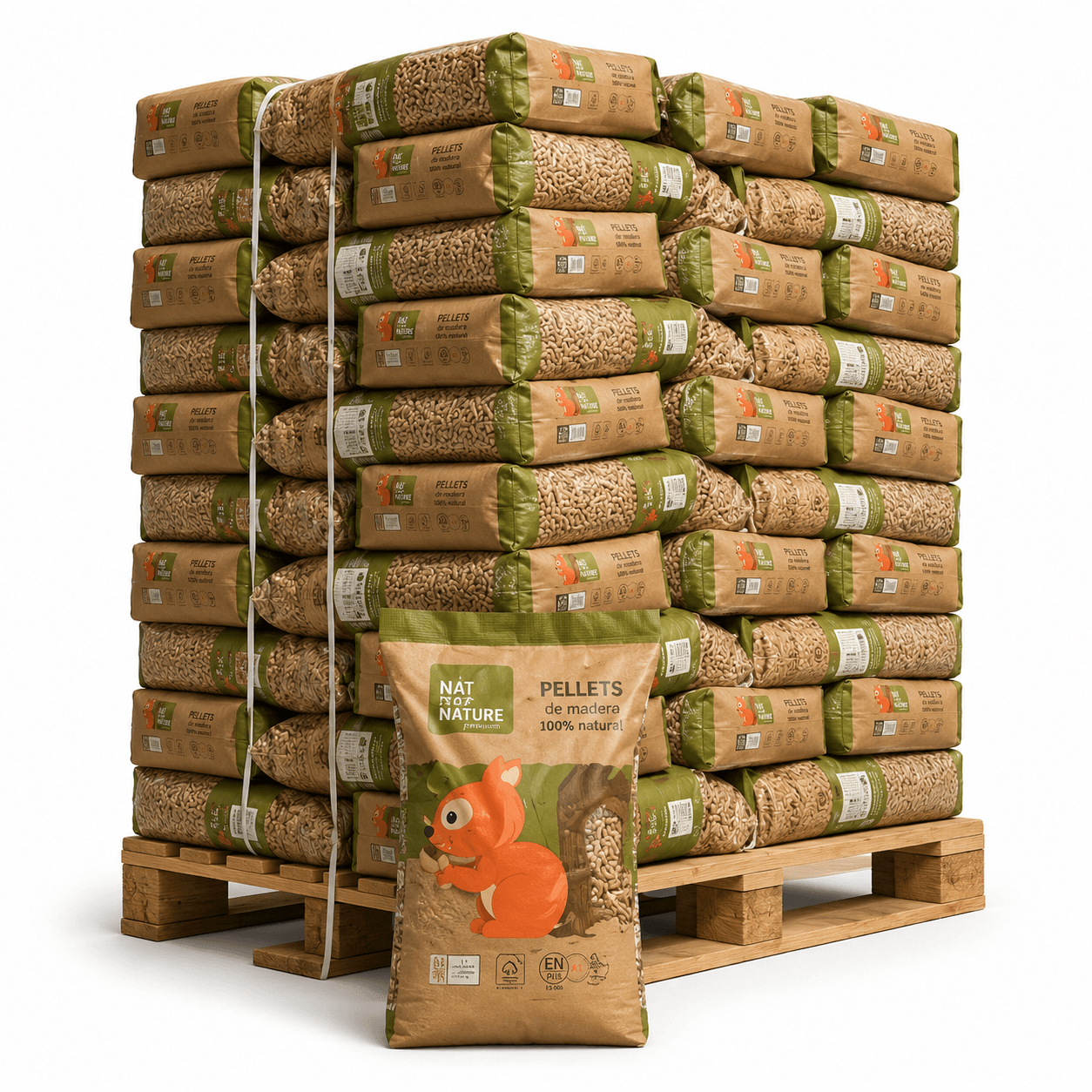 Pellets Naturpellet Certificados ENplus A1 – 1 Palete de 77 Sacos x 15 kg