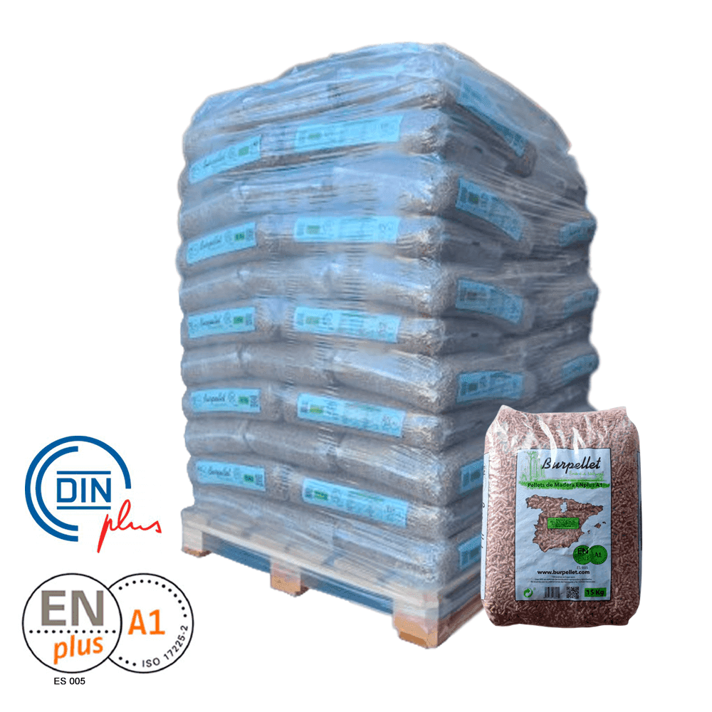 Burpellet -3 Paletes de 216 Sacos certificado Enplus 15 kg