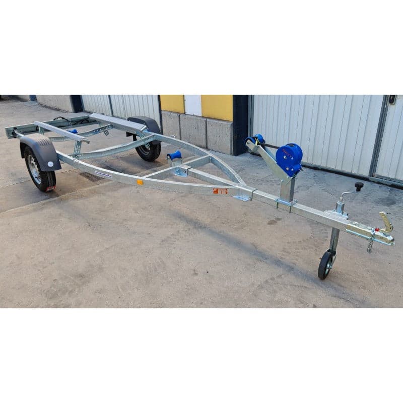 Reboque Porta-Mota de Água XL 4,50 x 1,30 m com Calhas em Teflon
