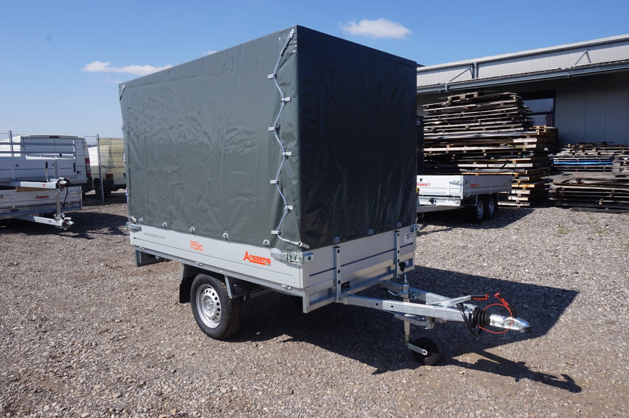 Anssems PKW Anhänger Hochlader Alu PLTB 1000 kg, Ladefläche 2,31 x 1,32 m mit Plane 1,50 m anthrazit