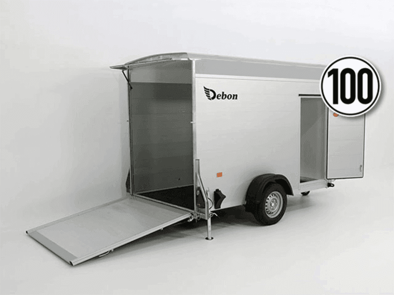 Debon Kofferanhänger Cargo H:190cm 1,3t|Alu, Polybug|Tür|grau-Neu