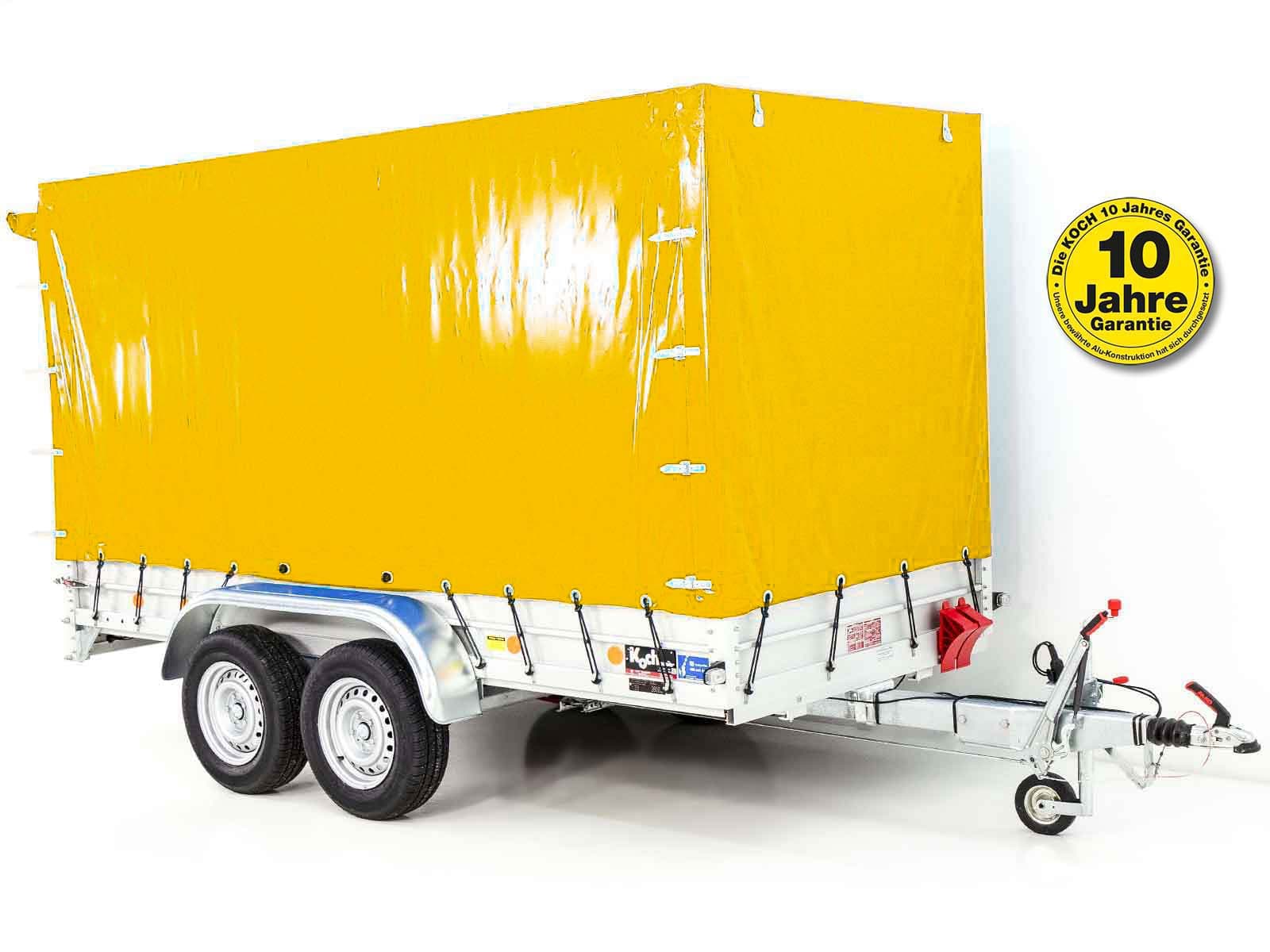 Anhänger mit Plane 150x350cm 2600kg | Typ 8.26 | Hochplane 180cm – Gelb-Neu