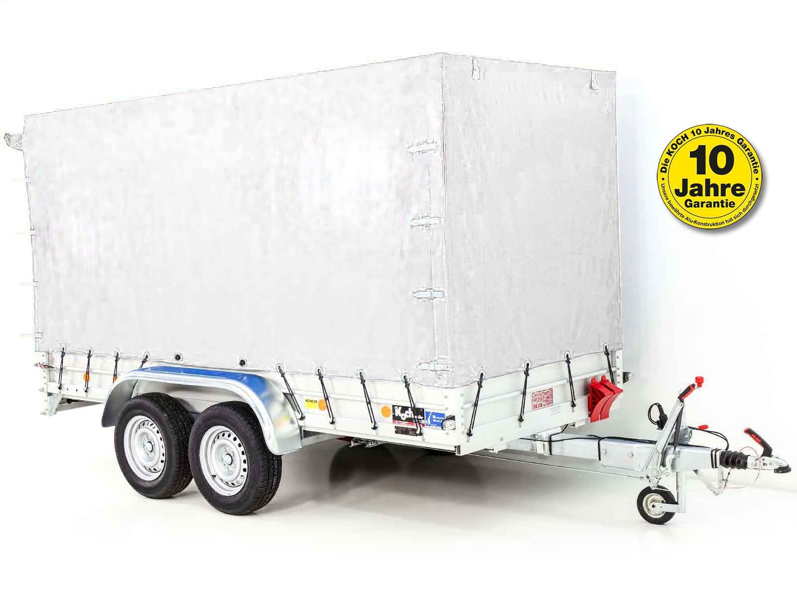 Anhänger mit Plane 150x350cm 2600kg | Typ 8.26 | Hochplane 180cm – Weiß - Neu