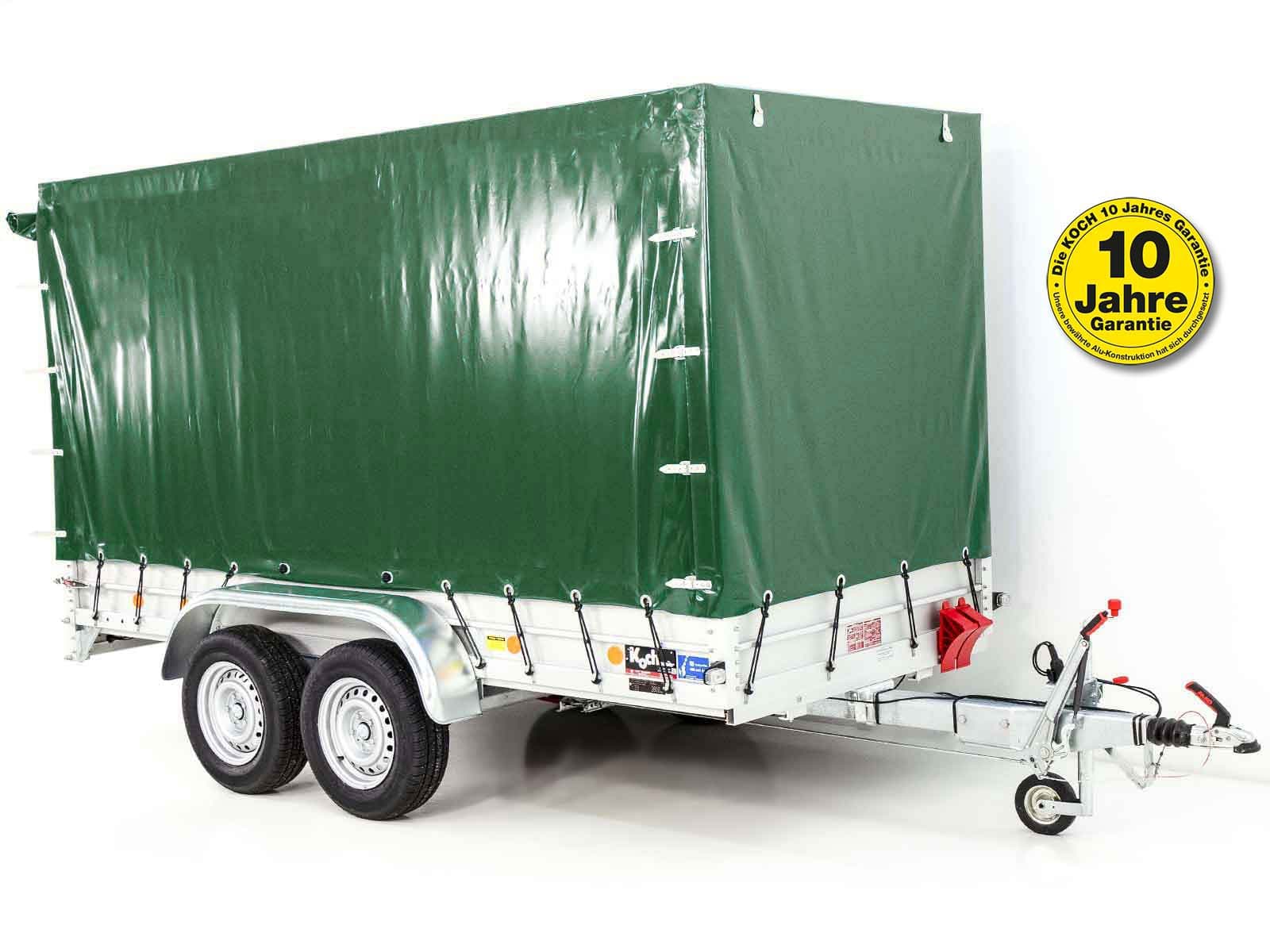 Anhänger mit Plane 150x350cm 2600kg | Typ 8.26 | Hochplane 180cm – Grün-Neu