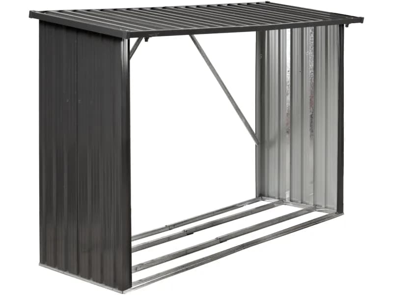 Floraworld Kaminholzregal mit Geräteraum - 217 cm x 89 cm x 154,5 cm