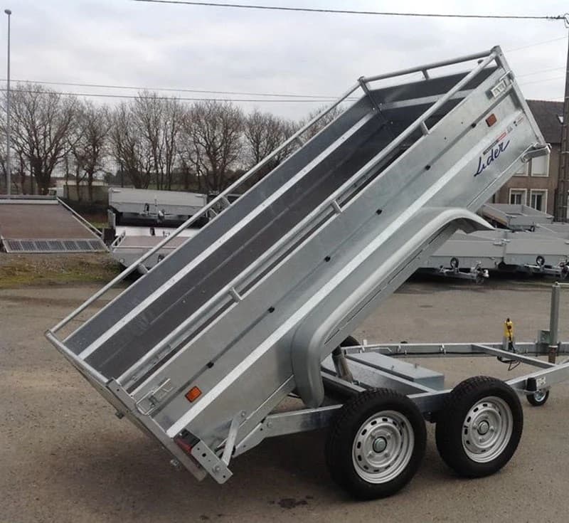 Rimorchio ribaltabile per carichi pesanti Lider, PTAC da 1500 kg, nuovi doppi assi con freni