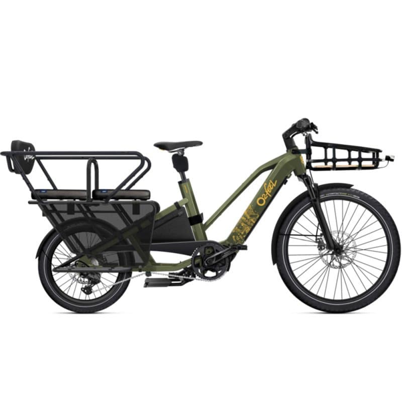 Vélo cargo électrique 2 enfants​ O2feel Equo Adventure 5.1 540 Wh Pack Family - Vert , 720Wh , Avec Pack Family